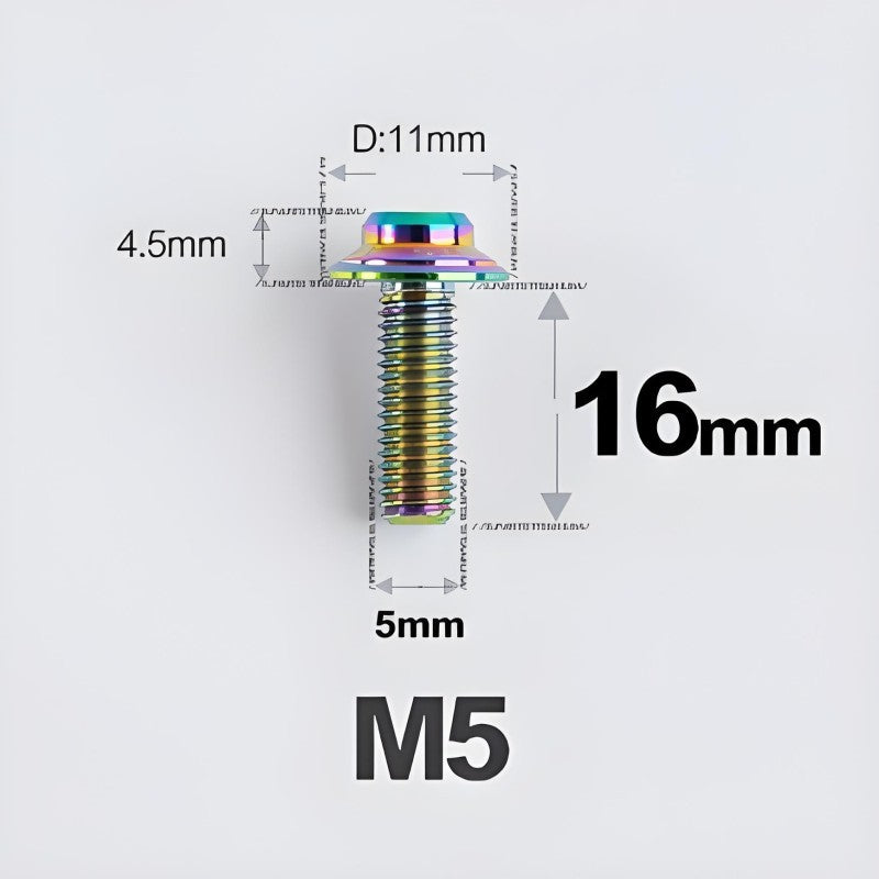 M5xL16mm Titanium Disc Brake Caliper Bolts for Flat Mount – Fits Shimano R8170/R8070 Rainbow