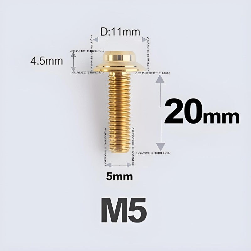 M5xL20mm Titanium Disc Brake Caliper Bolts for Flat Mount – Fits Shimano R8170/R8070 Gold