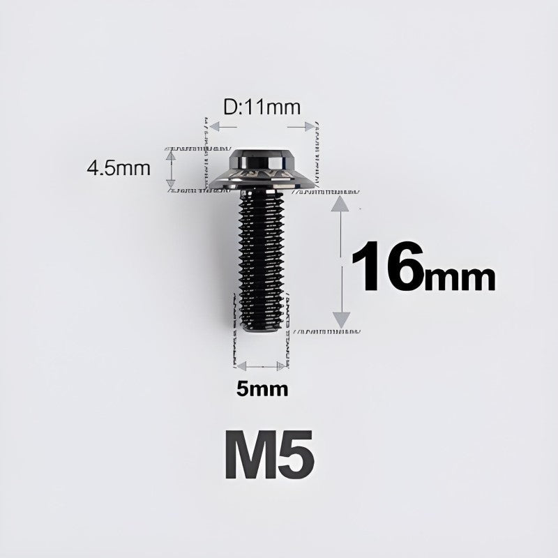 M5xL16mm Titanium Disc Brake Caliper Bolts for Flat Mount – Fits Shimano R8170/R8070 Black