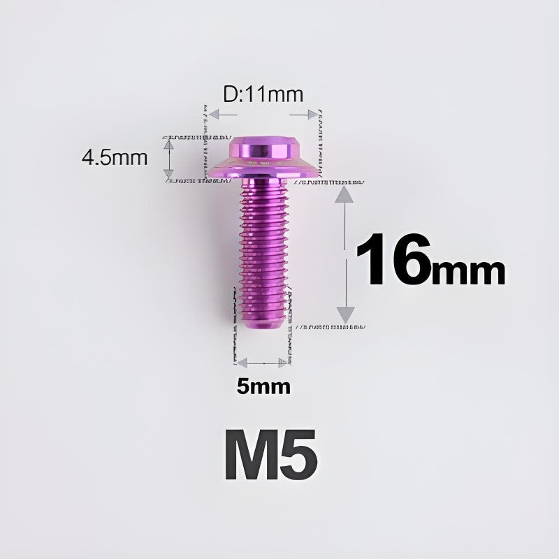 M5xL16mm Titanium Disc Brake Caliper Bolts for Flat Mount – Fits Shimano R8170/R8070 Purple