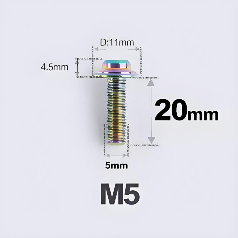 M5xL20mm Titanium Disc Brake Caliper Bolts for Flat Mount – Fits Shimano R8170/R8070 rainbow