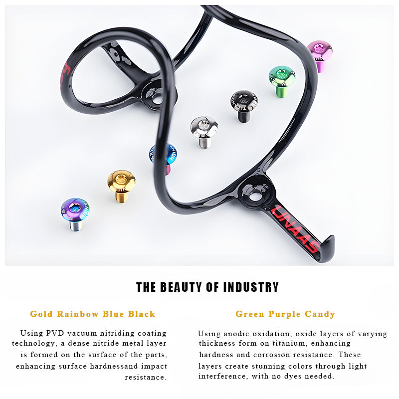 M5x12mm Titanium Flat Head Bottle Cage Bolts for MTB & Road Bikes