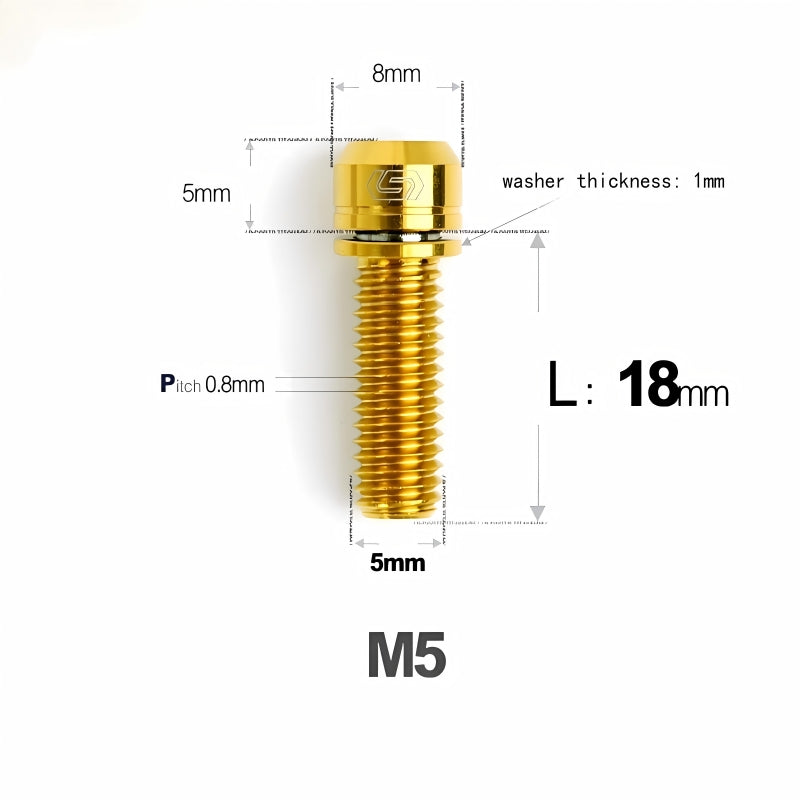 M5x18mm Titanium Stem Bolt Kit for Road and Mountain Bikes – 6pcs