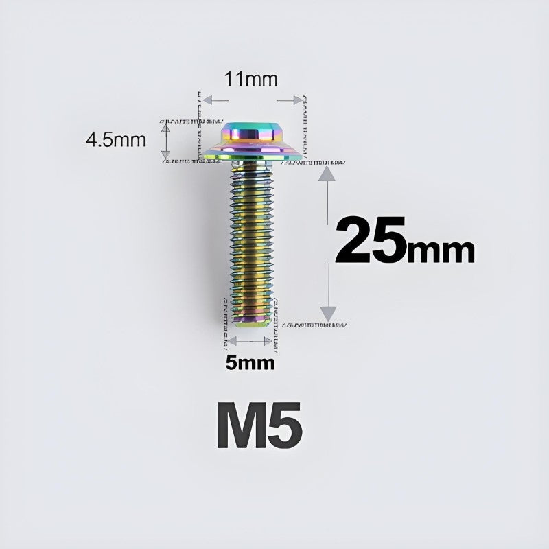M5xL25mm Titanium Disc Brake Caliper Bolts for Flat Mount – Fits Shimano R8170/R8070 Rainbow