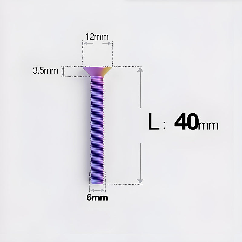 M6 x 10–40mm Titanium Flat Head Bolts – Countersunk Screws for Bike Components