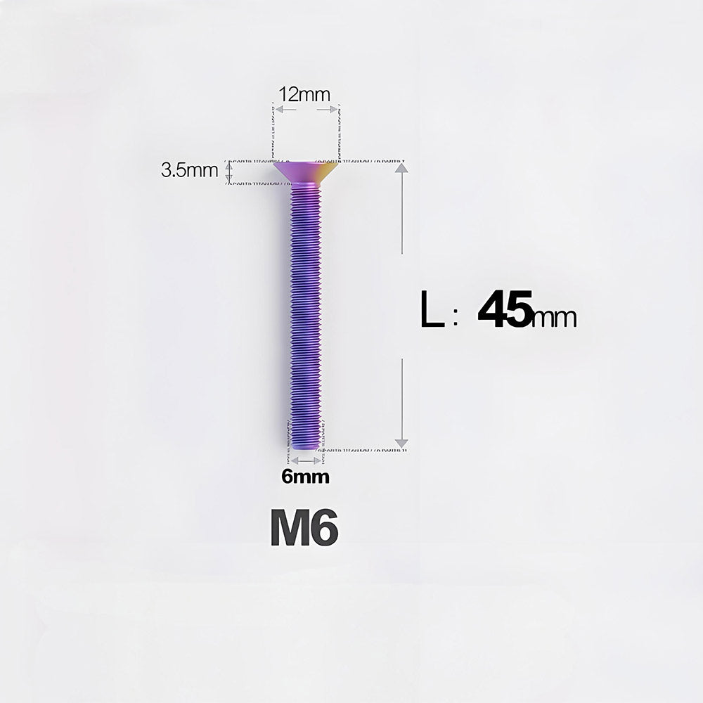 M6 x 45–70mm Titanium Flat Head Bolts – Countersunk Screws for Motorcycle Parts