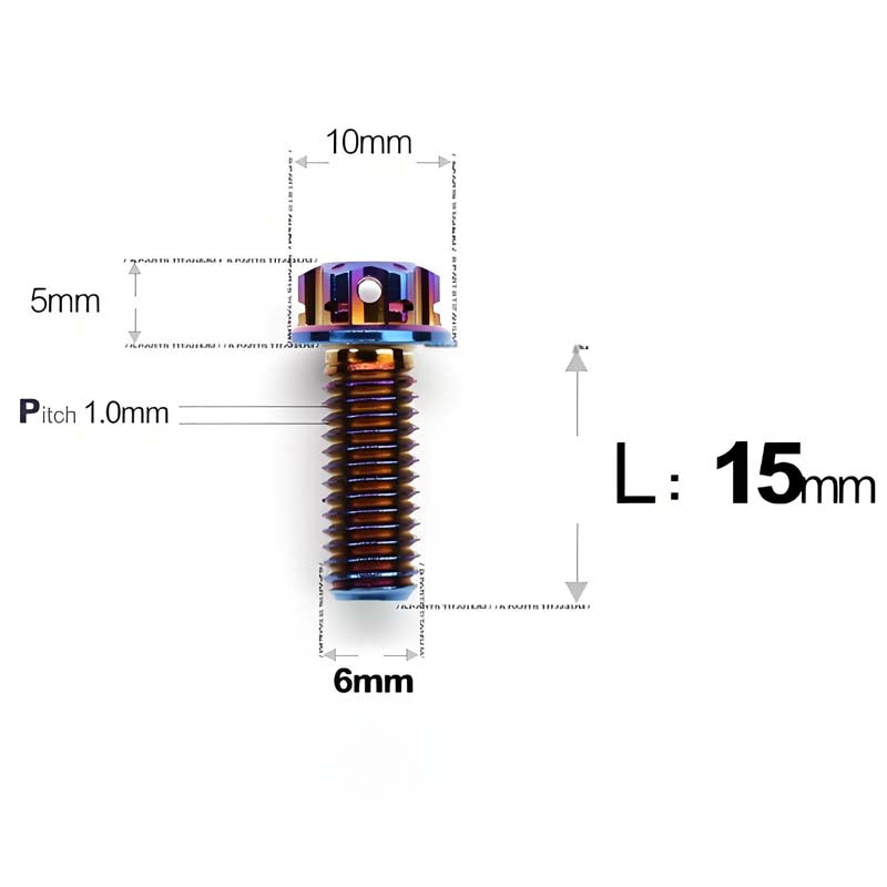 M6 Titanium Full Thread Bolts (8-30mm) for Motorcycles, Bicycles, and E-Bikes