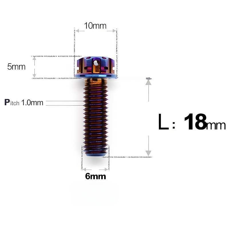 M6 Titanium Full Thread Bolts (8-30mm) for Motorcycles, Bicycles, and E-Bikes