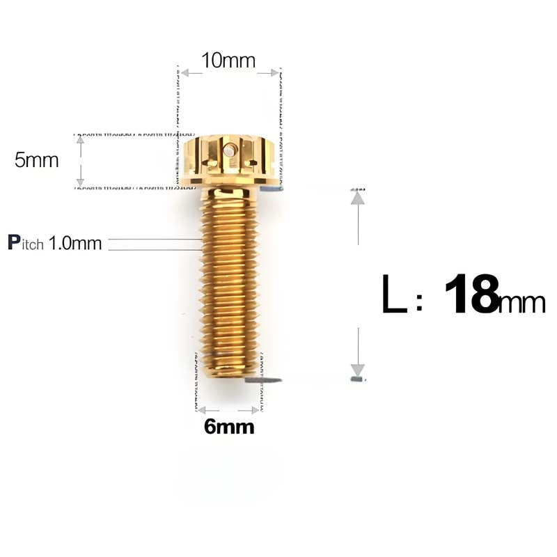M6 Titanium Full Thread Bolts (8-30mm) for Motorcycles, Bicycles, and E-Bikes