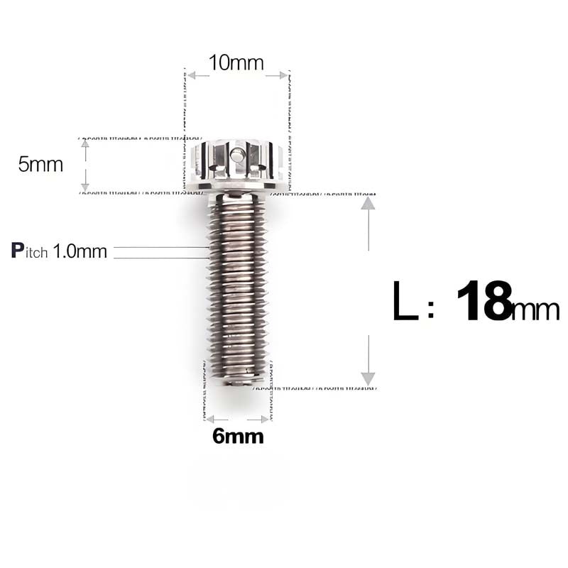 M6 Titanium Full Thread Bolts (8-30mm) for Motorcycles, Bicycles, and E-Bikes