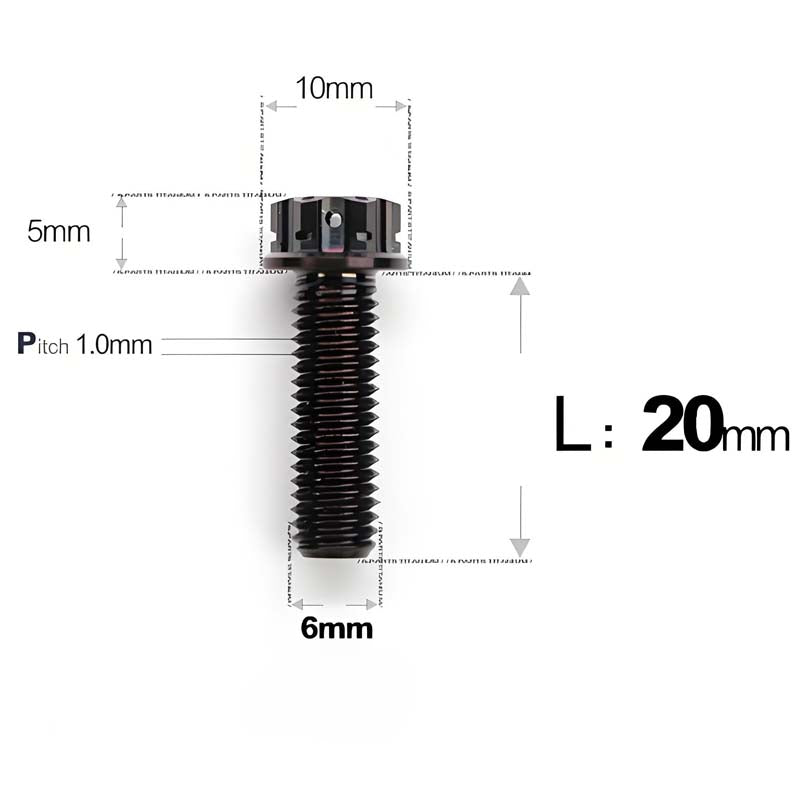 M6 Titanium Full Thread Bolts (8-30mm) for Motorcycles, Bicycles, and E-Bikes
