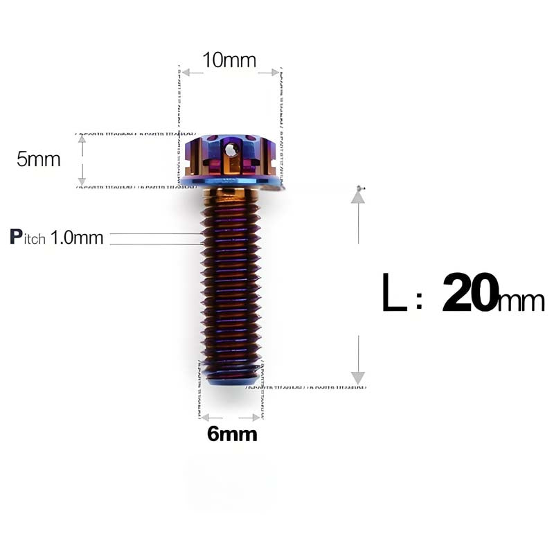M6 Titanium Full Thread Bolts (8-30mm) for Motorcycles, Bicycles, and E-Bikes