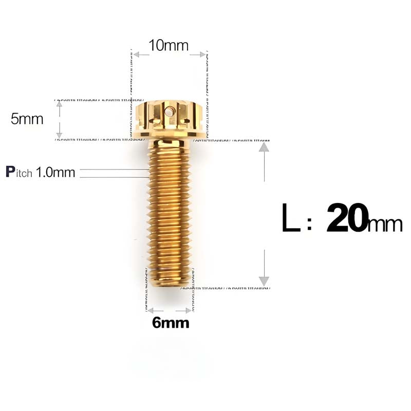 M6 Titanium Full Thread Bolts (8-30mm) for Motorcycles, Bicycles, and E-Bikes