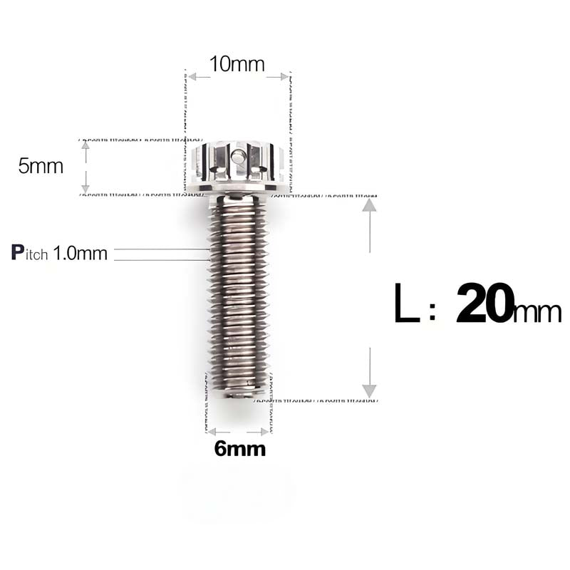 M6 Titanium Full Thread Bolts (8-30mm) for Motorcycles, Bicycles, and E-Bikes