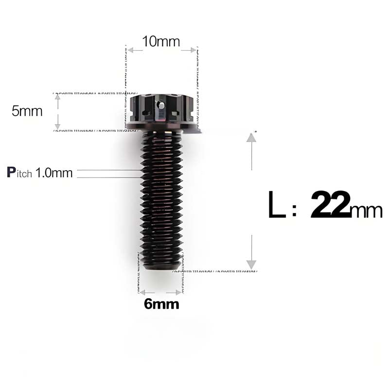 M6 Titanium Full Thread Bolts (8-30mm) for Motorcycles, Bicycles, and E-Bikes