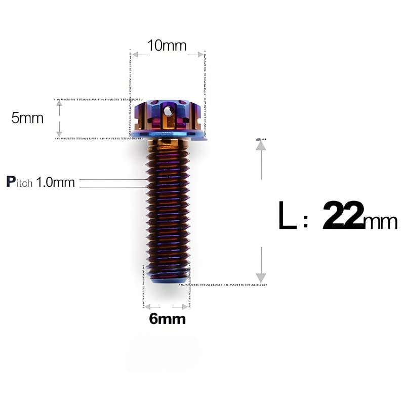 M6 Titanium Full Thread Bolts (8-30mm) for Motorcycles, Bicycles, and E-Bikes