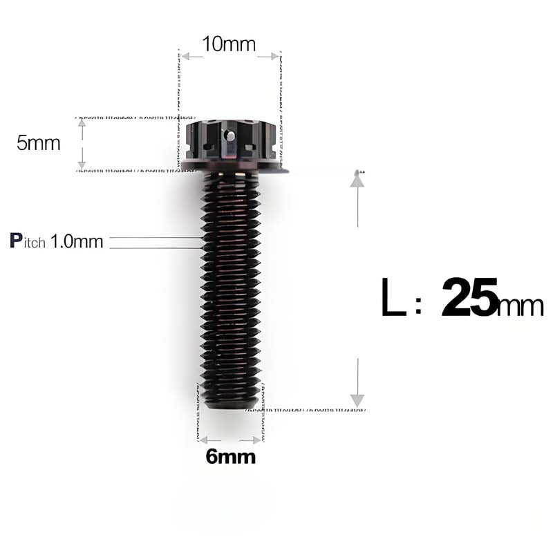 M6 Titanium Full Thread Bolts (8-30mm) for Motorcycles, Bicycles, and E-Bikes
