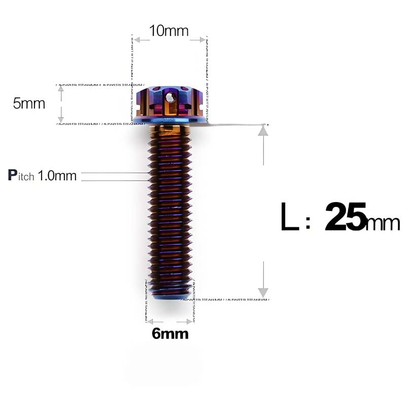M6 Titanium Full Thread Bolts (8-30mm) for Motorcycles, Bicycles, and E-Bikes