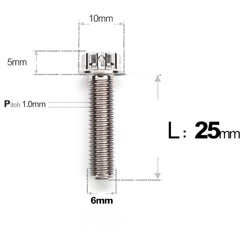 M6 Titanium Full Thread Bolts (8-30mm) for Motorcycles, Bicycles, and E-Bikes