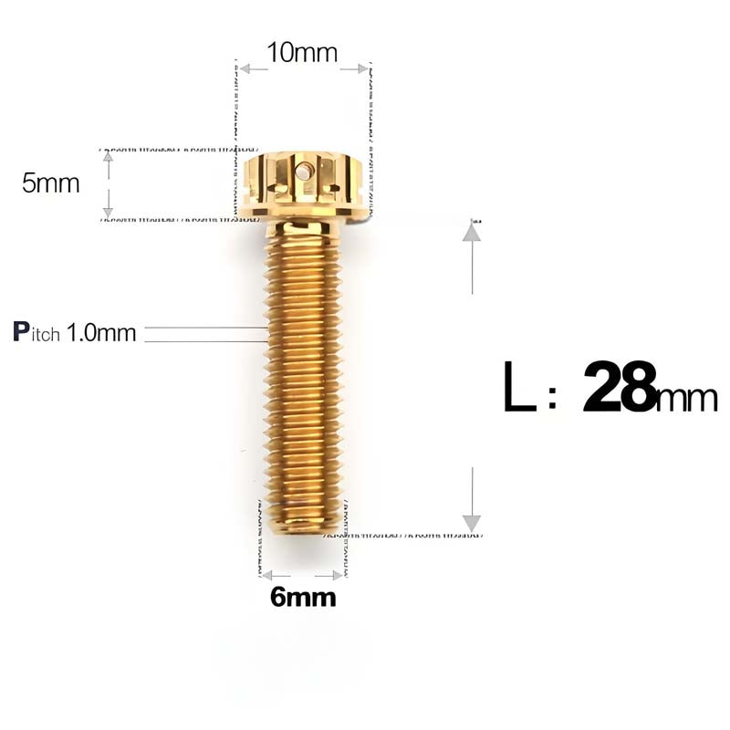 M6 Titanium Full Thread Bolts (8-30mm) for Motorcycles, Bicycles, and E-Bikes