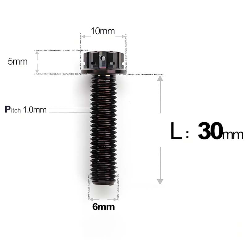M6 Titanium Full Thread Bolts (8-30mm) for Motorcycles, Bicycles, and E-Bikes