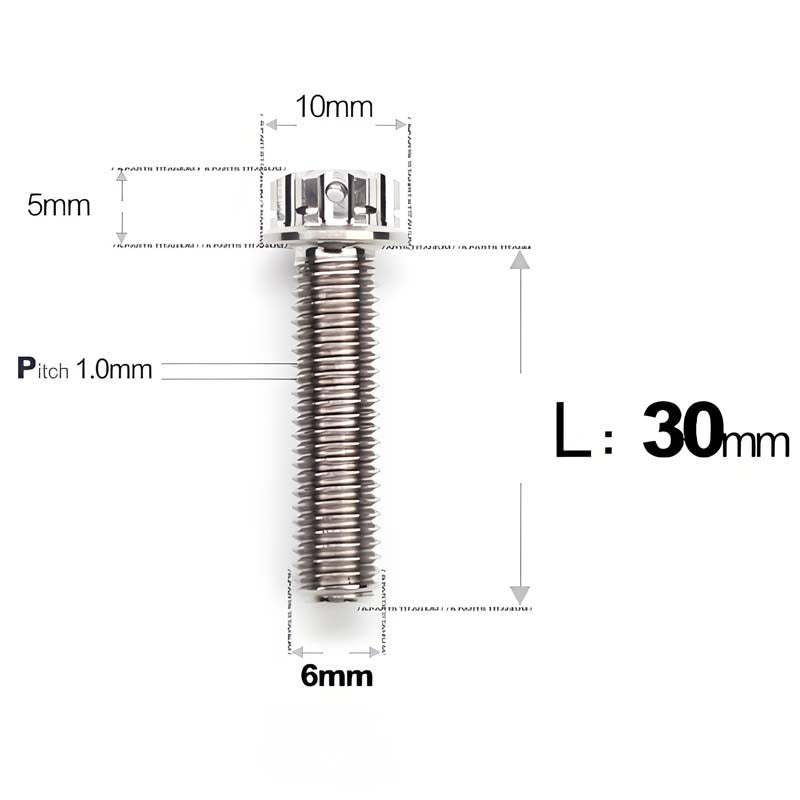 M6 Titanium Full Thread Bolts (8-30mm) for Motorcycles, Bicycles, and E-Bikes