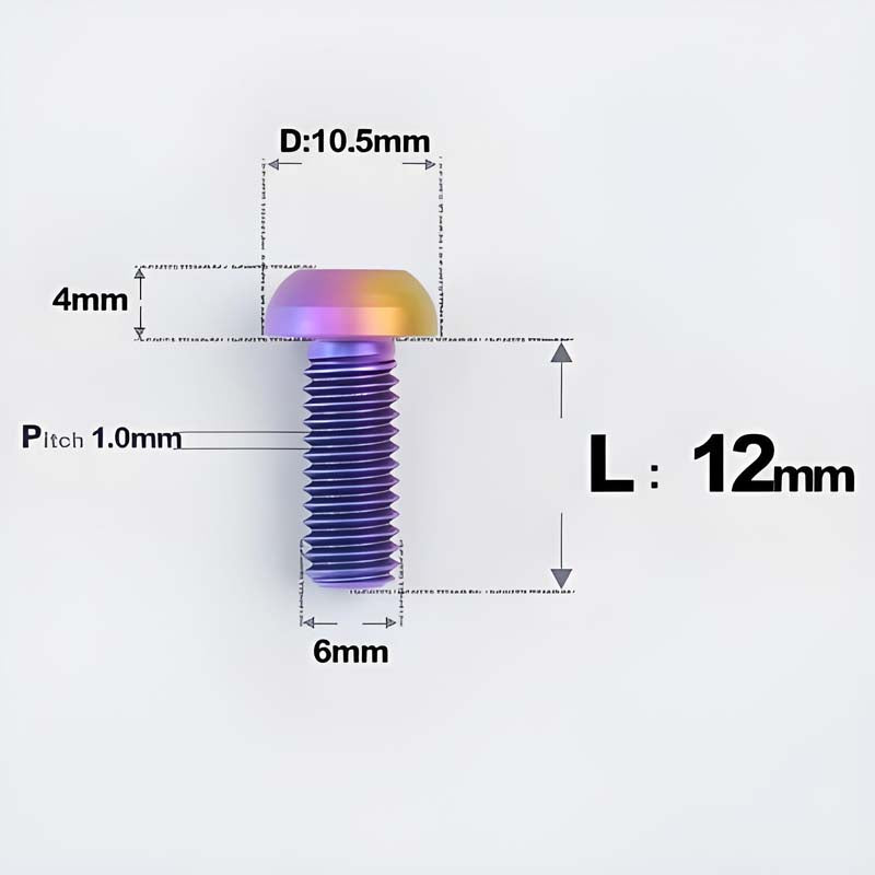 M6 X L8 20 35MM Top Cap Headset Titanium Bolt For Bike