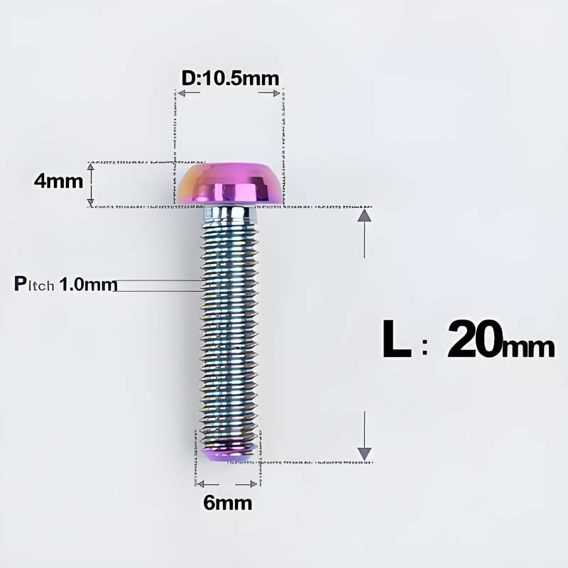 M6 X L8 20 35MM Top Cap Headset Titanium Bolt For Bike