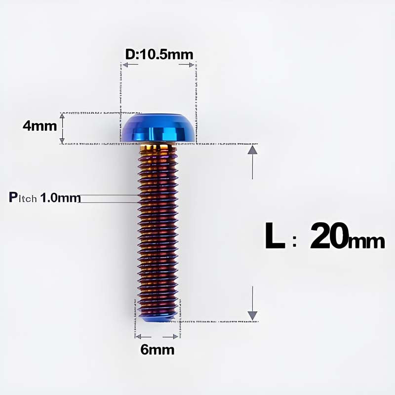 M6 X L8 20 35MM Top Cap Headset Titanium Bolt For Bike