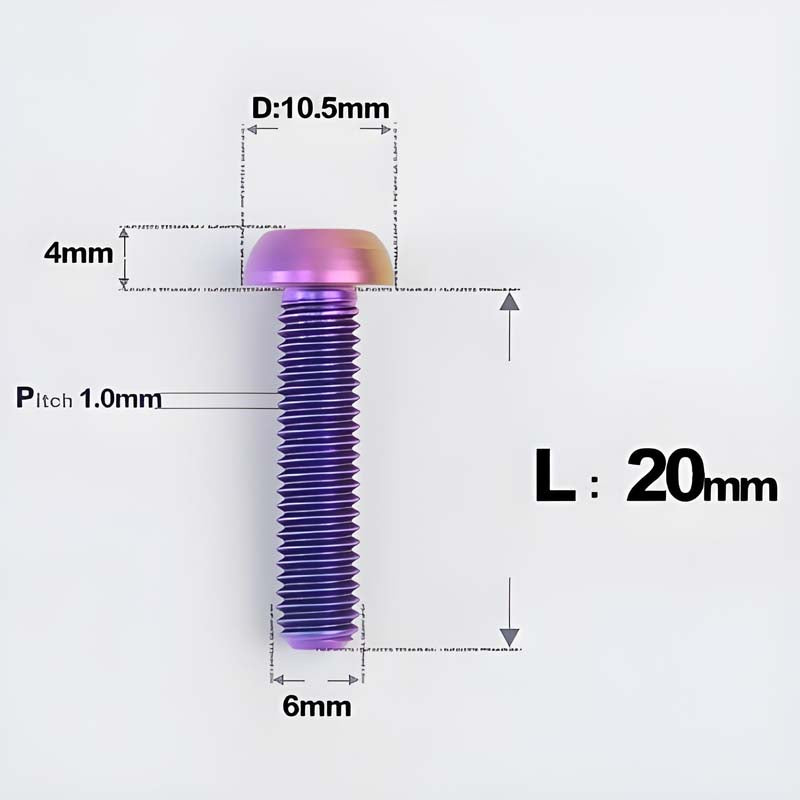 M6 X L8 20 35MM Top Cap Headset Titanium Bolt For Bike