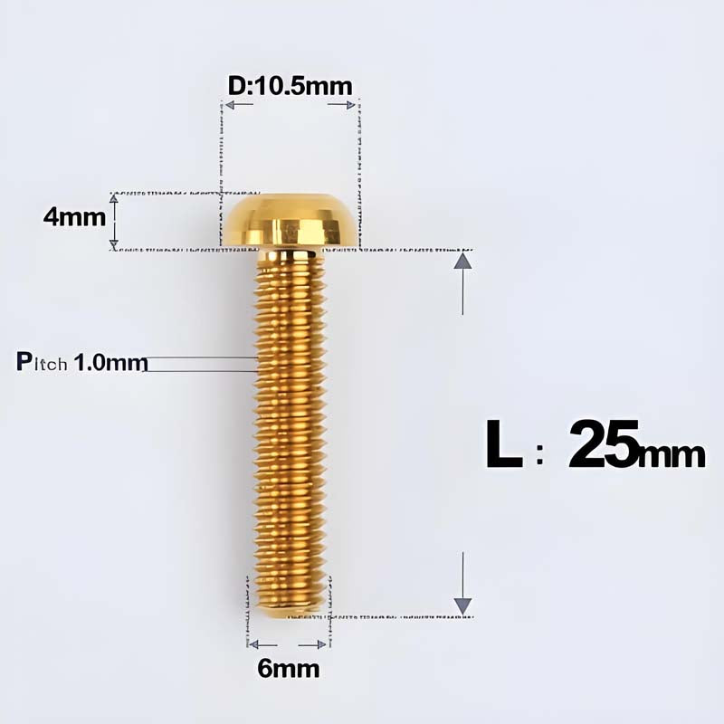 M6 X L8 20 35MM Top Cap Headset Titanium Bolt For Bike