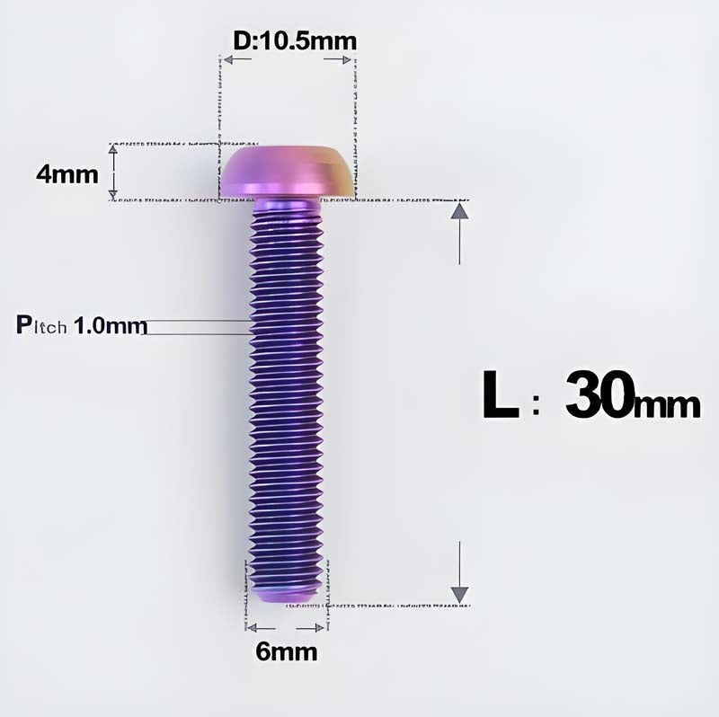 M6 X L8 20 35MM Top Cap Headset Titanium Bolt For Bike