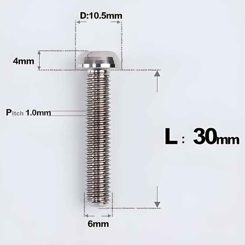 M6 X L8 20 35MM Top Cap Headset Titanium Bolt For Bike