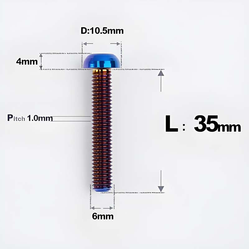 M6 X L8 20 35MM Top Cap Headset Titanium Bolt For Bike