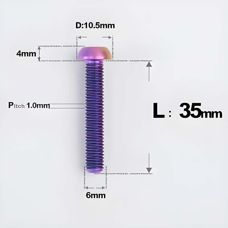 M6 X L8 20 35MM Top Cap Headset Titanium Bolt For Bike