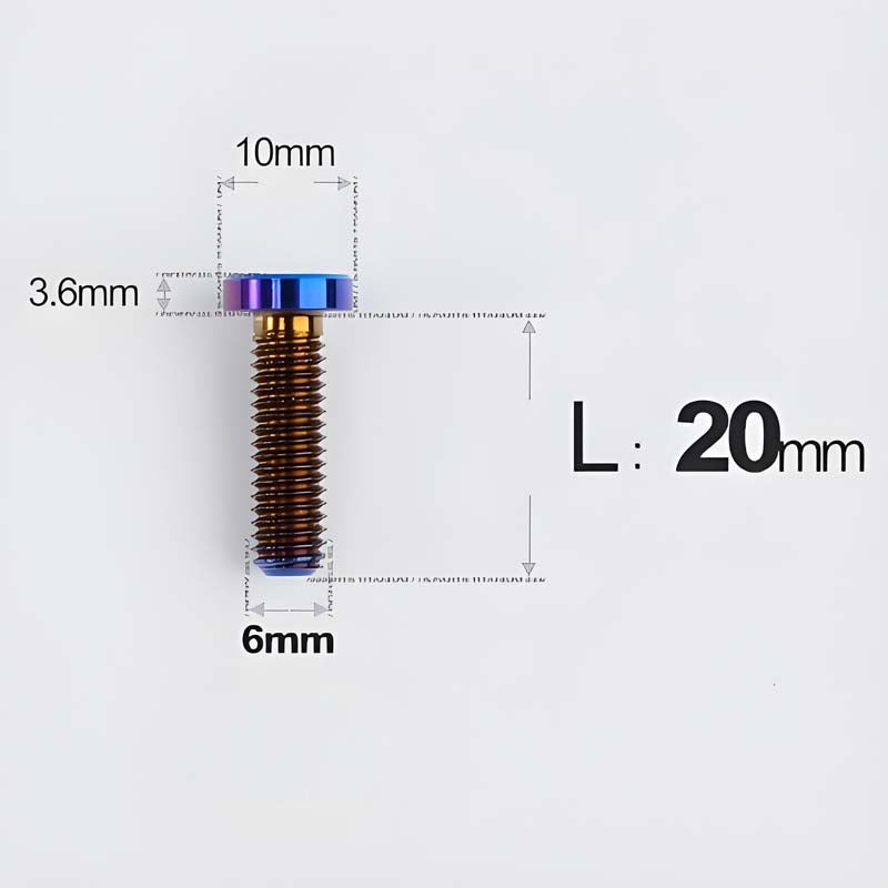 M6x20-30mm Titanium Flat Head Bolts for Motorcycle Disc Brake