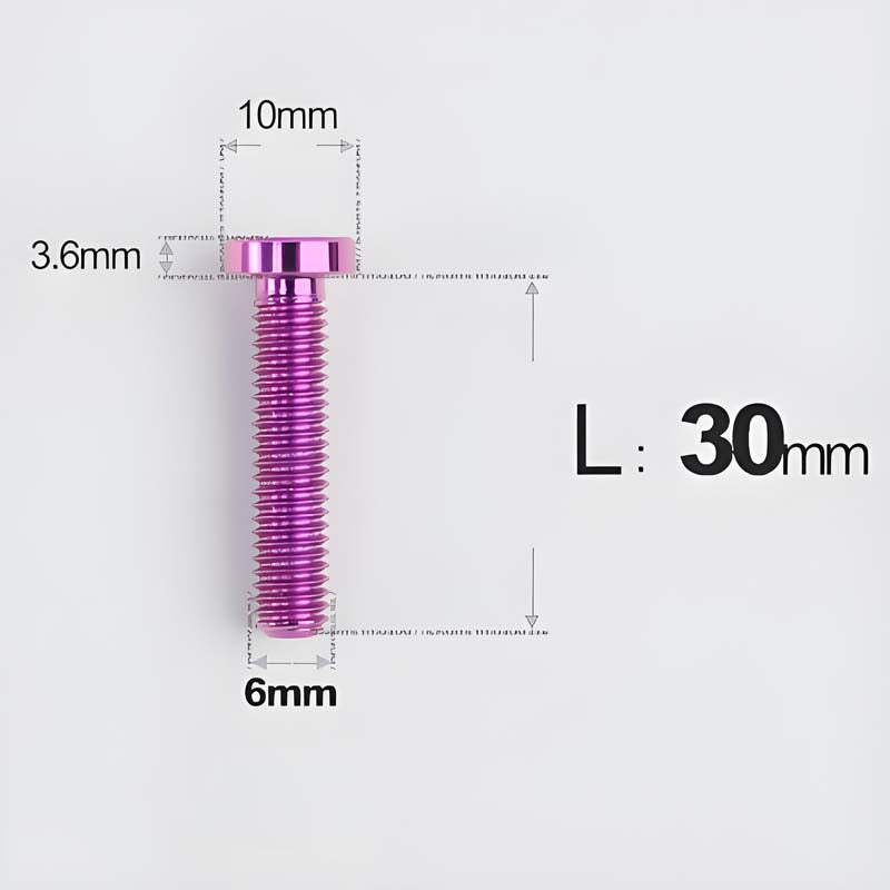 M6x20-30mm Titanium Flat Head Bolts for Motorcycle Disc Brake