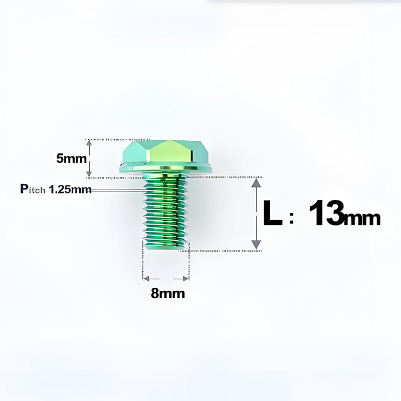 M8x13mm Titanium Motorcycle Mirror Adapter Bolts with Standard and Reverse Threads