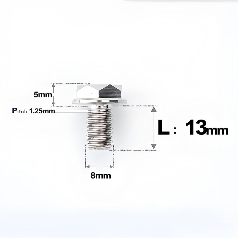 M8x13mm Titanium Motorcycle Mirror Adapter Bolts with Standard and Reverse Threads