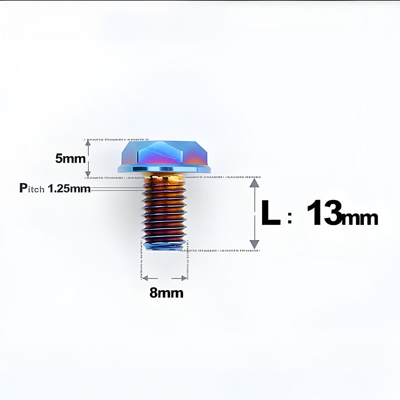 M8x13mm Titanium Motorcycle Mirror Adapter Bolts with Standard and Reverse Threads