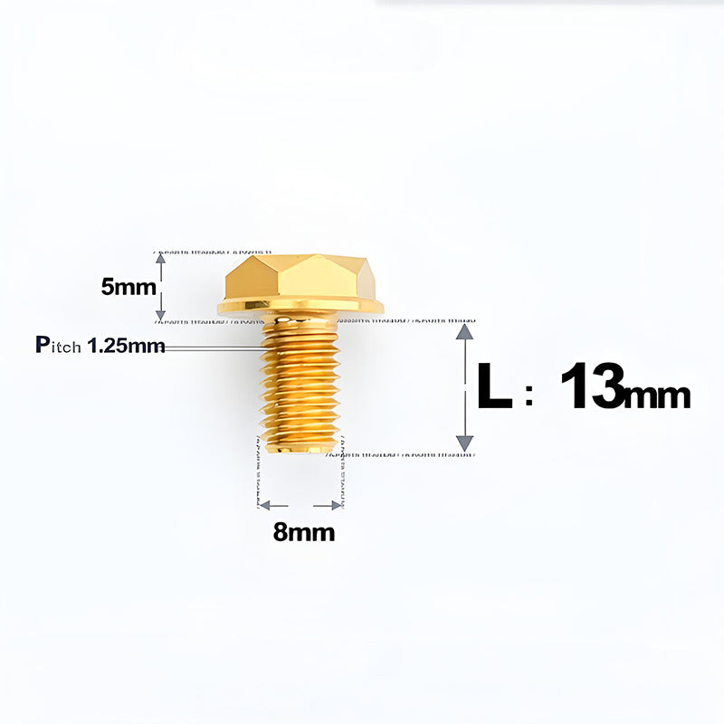 M8x13mm Titanium Motorcycle Mirror Adapter Bolts with Standard and Reverse Threads