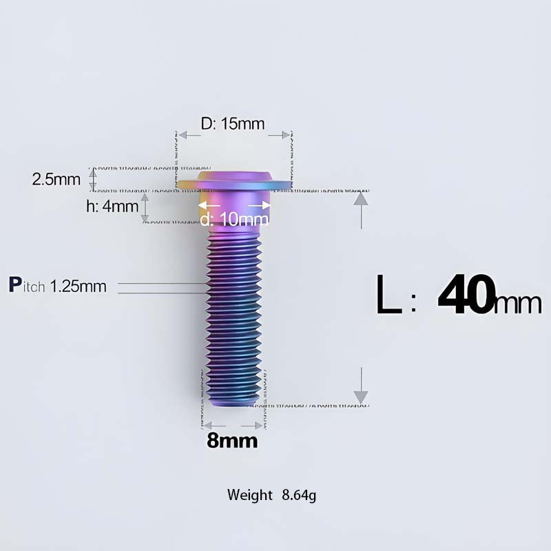 M8x13-48mm Titanium Shoulder Bolts for Motorcycle - Candy