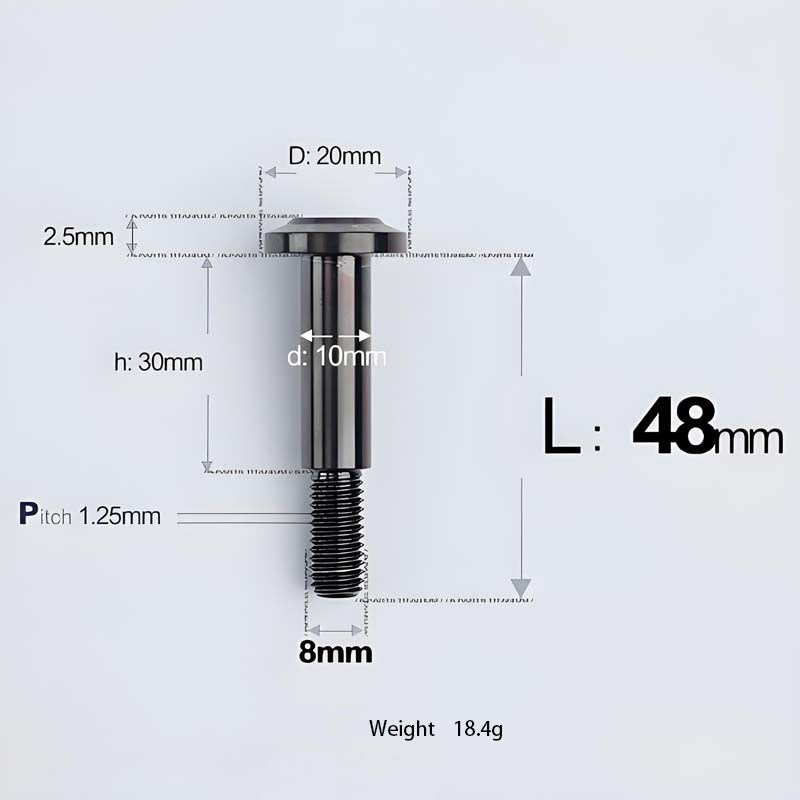 M8x13-48mm Titanium Shoulder Bolts for Motorcycle - Black