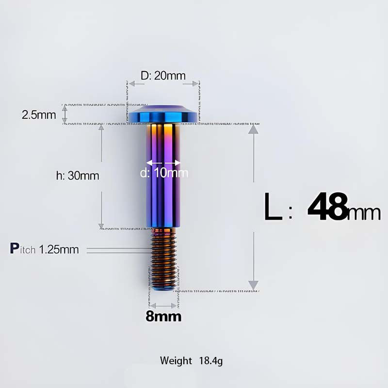 M8x13-48mm Titanium Shoulder Bolts for Motorcycle - Blue