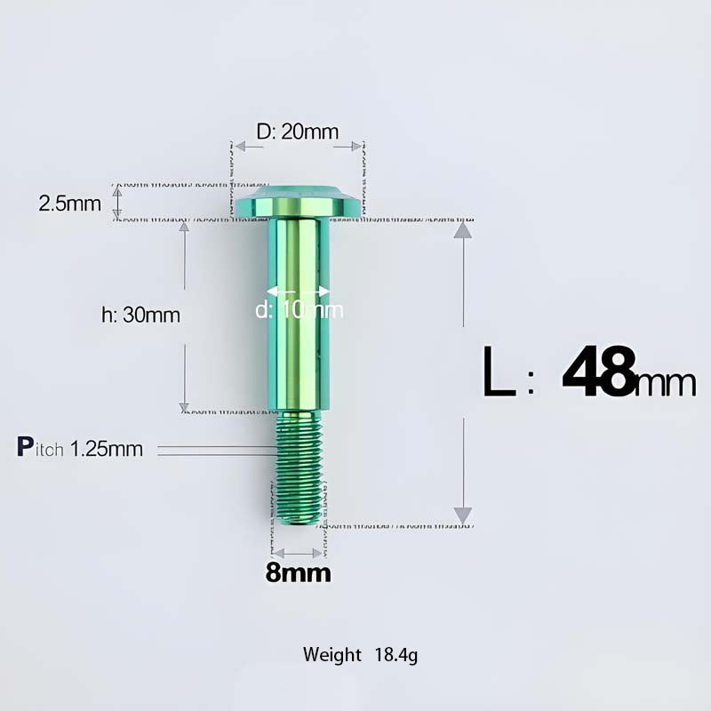 M8x13-48mm Titanium Shoulder Bolts for Motorcycle - Green