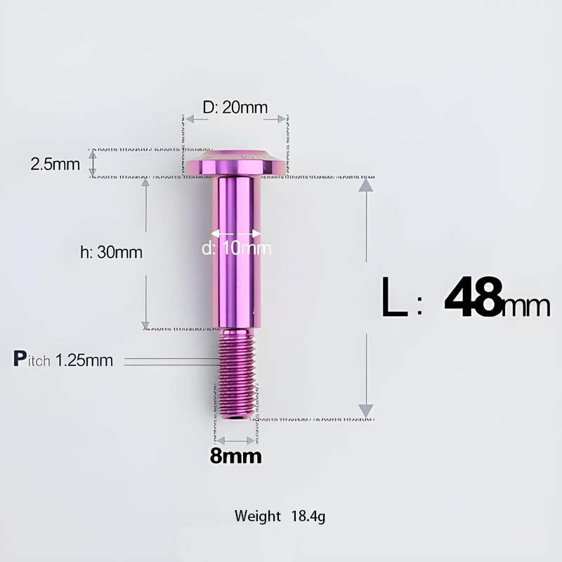 M8x13-48mm Titanium Shoulder Bolts for Motorcycle - Purple