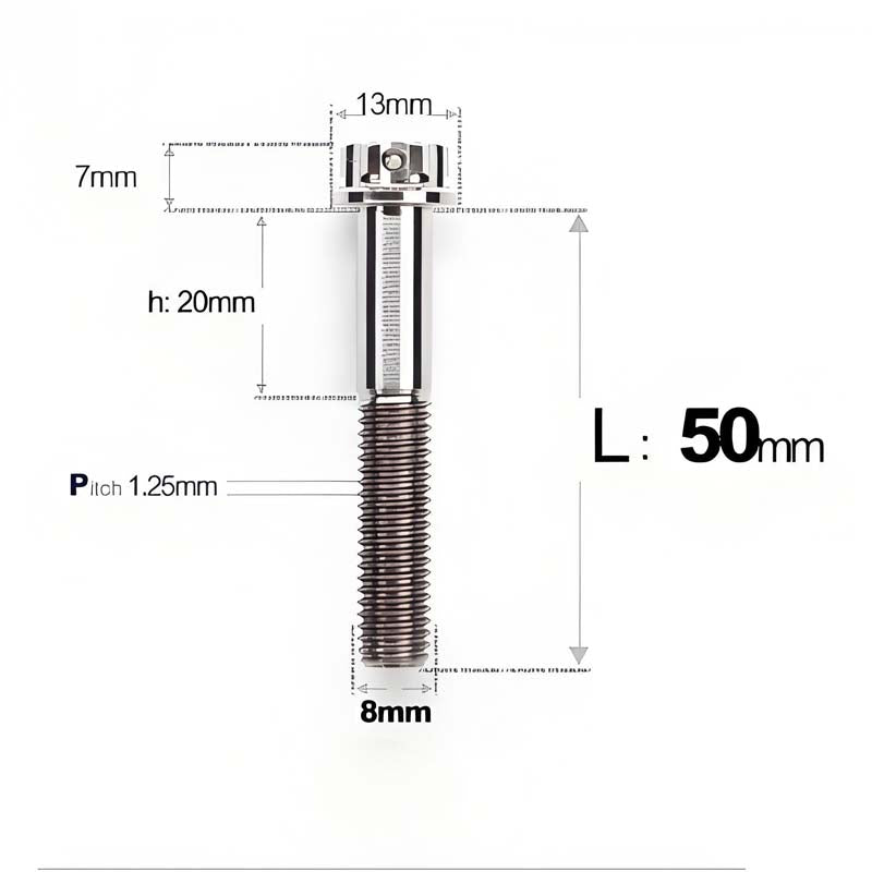 M8 x 10-120MM Titanium Alloy Bolts for Motorcycle