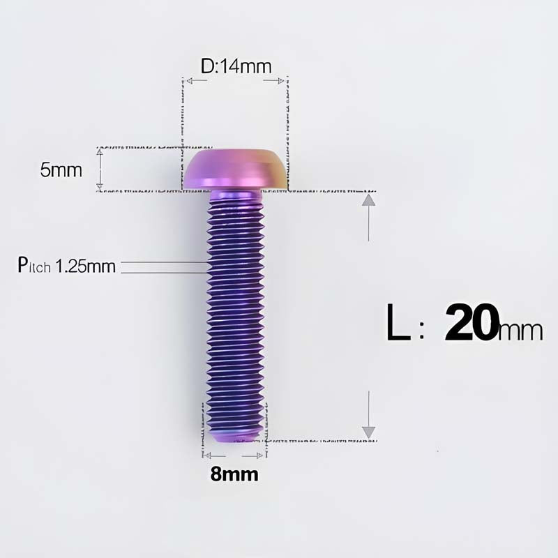 M8x15-50mm Titanium Button Head Bolts for Bicycle & Motorcycle Brake Caliper Fastening