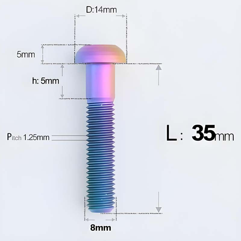 M8x15-50mm Titanium Button Head Bolts for Bicycle & Motorcycle Brake Caliper Fastening