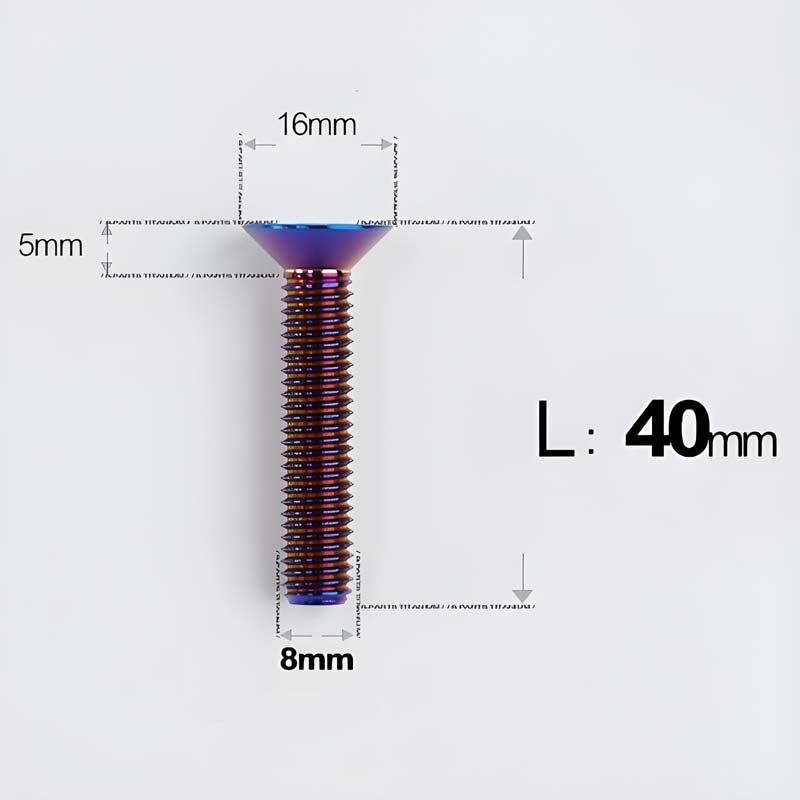 M8x16-85mm Titanium Flat Head Countersunk Bolts For E-bike and Motorcycle